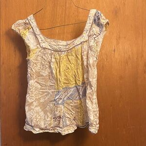 No Boundaries Floral Patchwork Blouse - Cream and Yellow